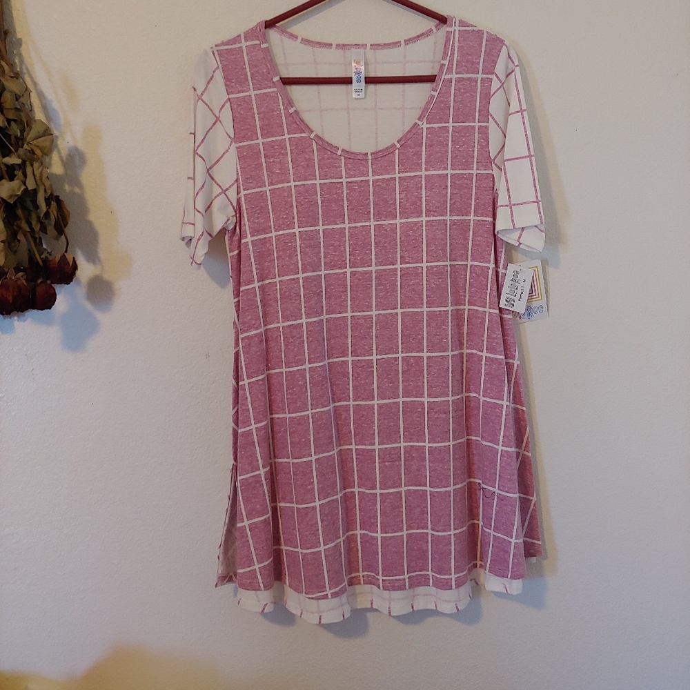 NWT Pink & White Grid T-Shirt